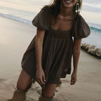 DALAWA™ - Chic Summer Puff Sleeve Square Neck Mini Dress - Eliza-Warszawa