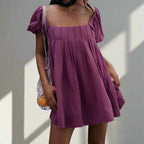 DALAWA™ - Chic Summer Puff Sleeve Square Neck Mini Dress - Eliza-Warszawa