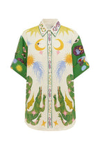 Days of Heaven Linen Blend Unique Print Blouse and Elastic Waist Pocketed Shorts Set - Eliza-Warszawa