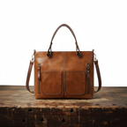 Double Pocket Leather Handbag - Eliza-Warszawa