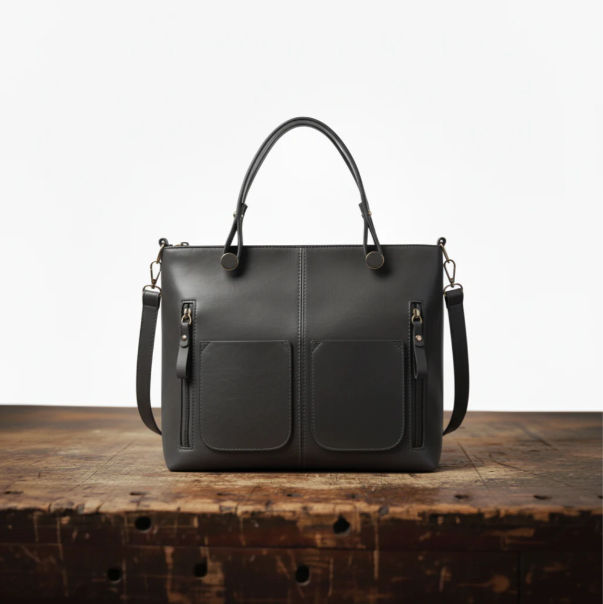 Double Pocket Leather Handbag - Eliza-Warszawa