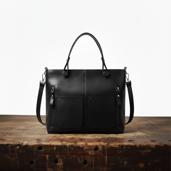 Double Pocket Leather Handbag - Eliza-Warszawa