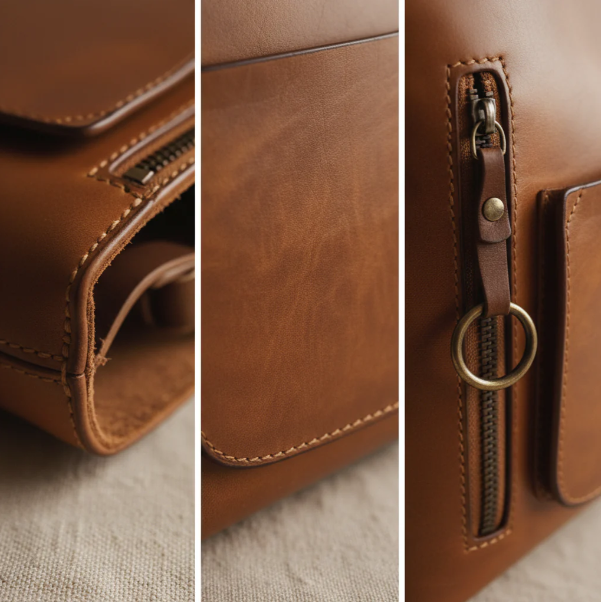 Double Pocket Leather Handbag - Eliza-Warszawa