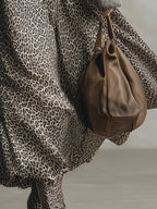 Elegant And Versatile Gray Leopard Print A-line Skirt - Eliza-Warszawa