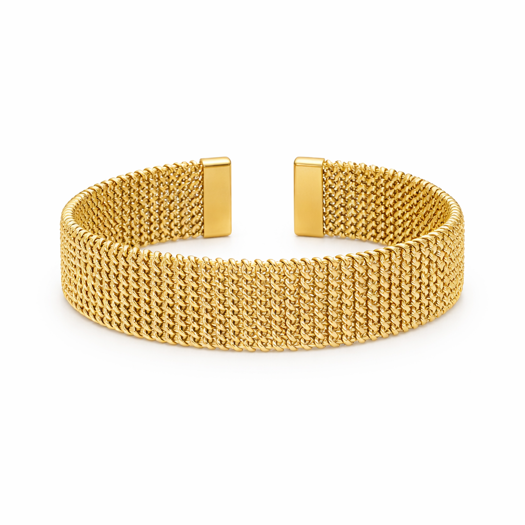 Elegant Braided Mesh Bracelet with Open Design