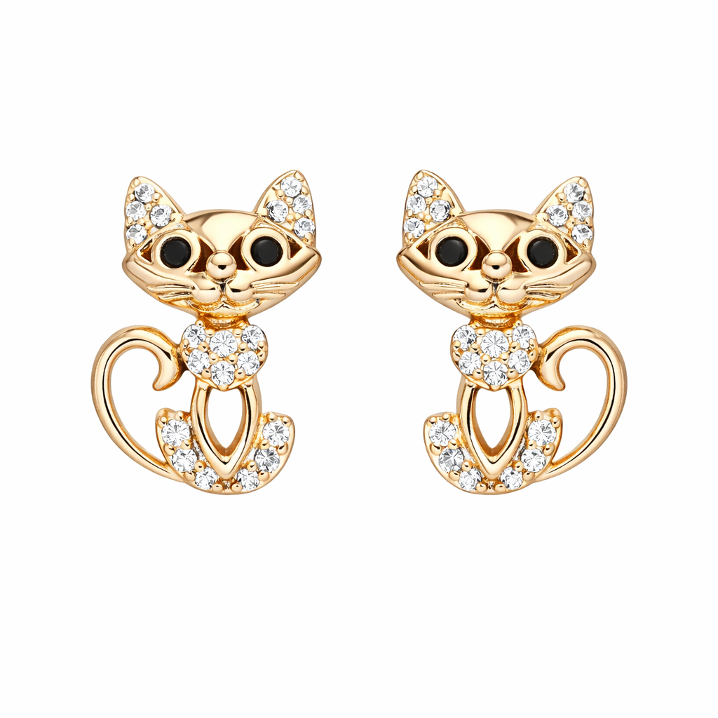 Elegant Cat Zirconia Earrings