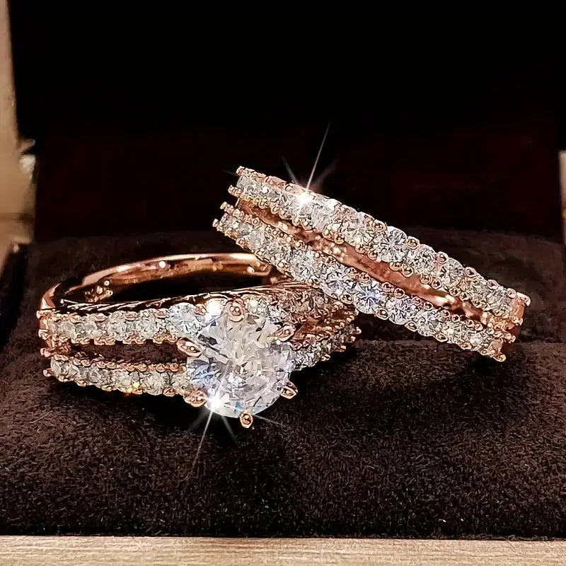 Elegant Eternal Radiance Ring Set - Eliza-Warszawa