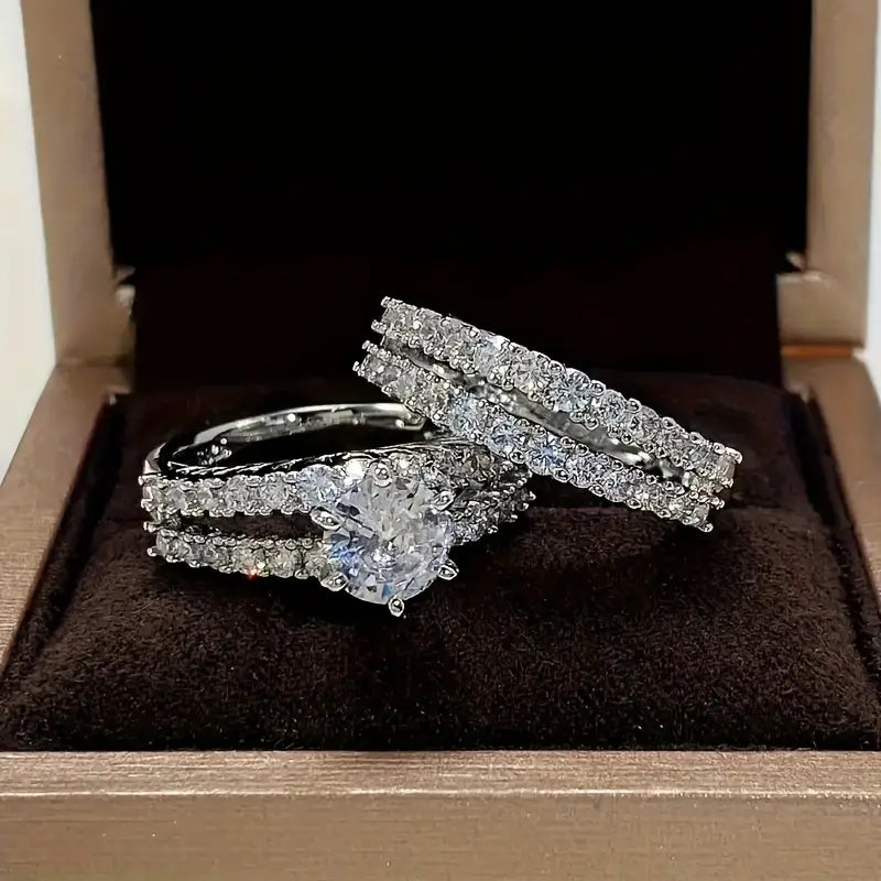 Elegant Eternal Radiance Ring Set - Eliza-Warszawa