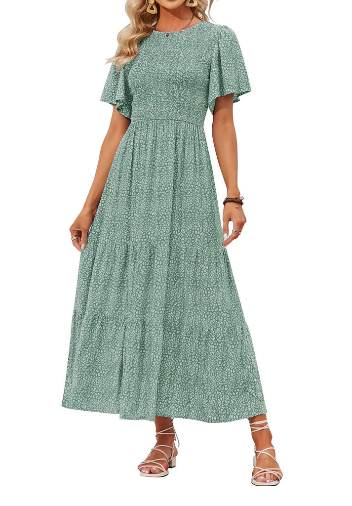 Lily™ | Elegant Floral Print V-Neck Maxi Dress - Eliza-Warszawa