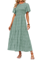 Lily™ | Elegant Floral Print V-Neck Maxi Dress - Eliza-Warszawa
