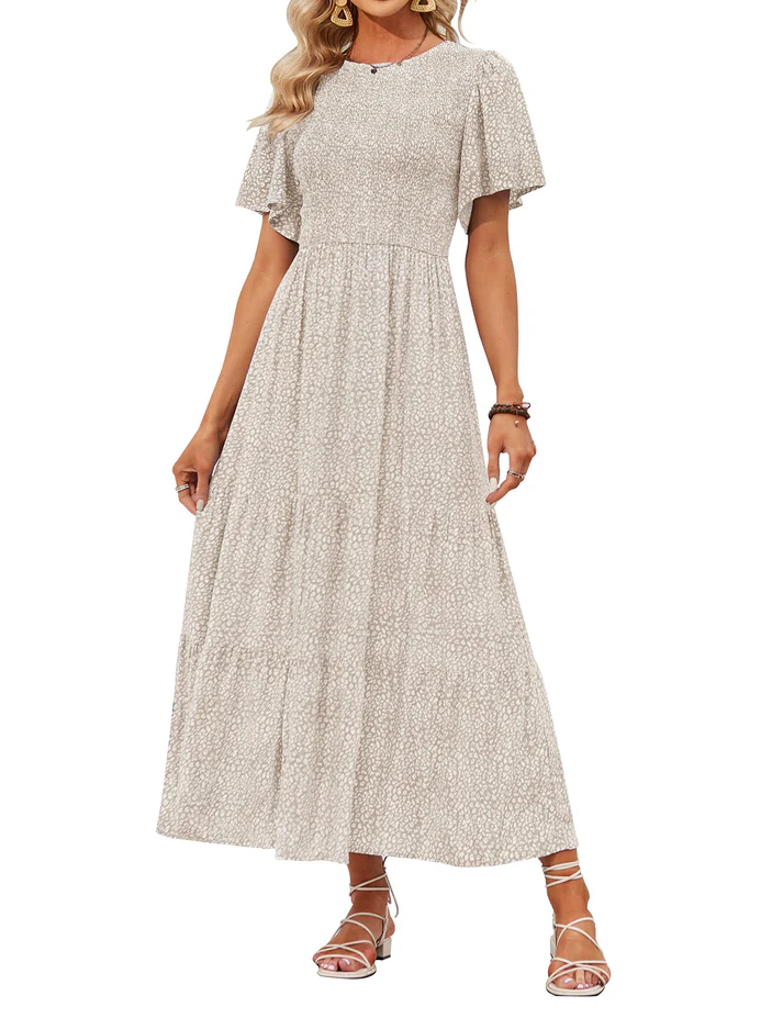 Lily™ | Elegant Floral Print V-Neck Maxi Dress - Eliza-Warszawa