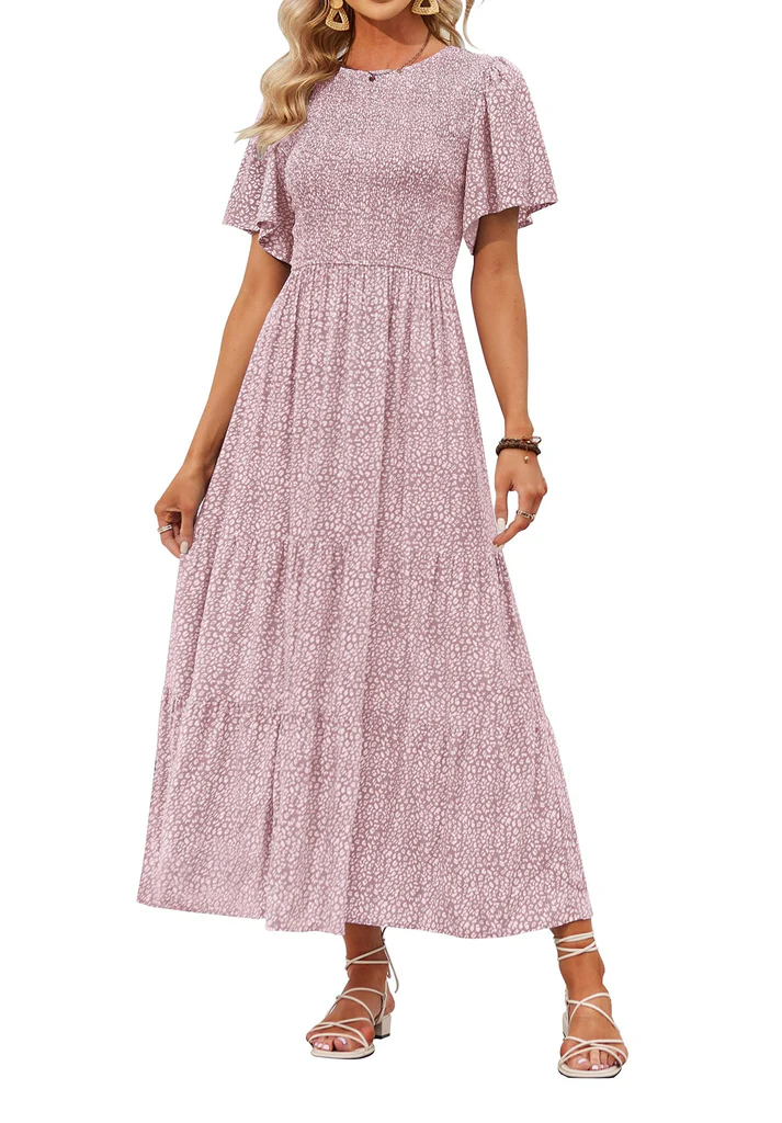 Lily™ | Elegant Floral Print V-Neck Maxi Dress - Eliza-Warszawa