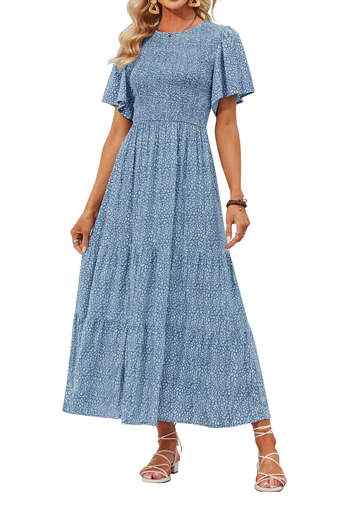 Lily™ | Elegant Floral Print V-Neck Maxi Dress - Eliza-Warszawa