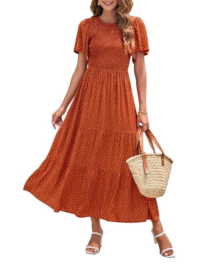 Lily™ | Elegant Floral Print V-Neck Maxi Dress - Eliza-Warszawa