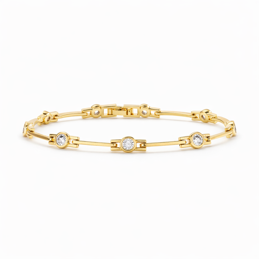 Elegant Gold Bracelet with Zirconias