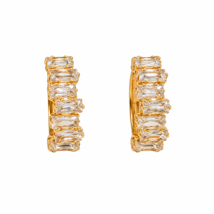Elegant Gold Earrings with Zirconia Sparkle