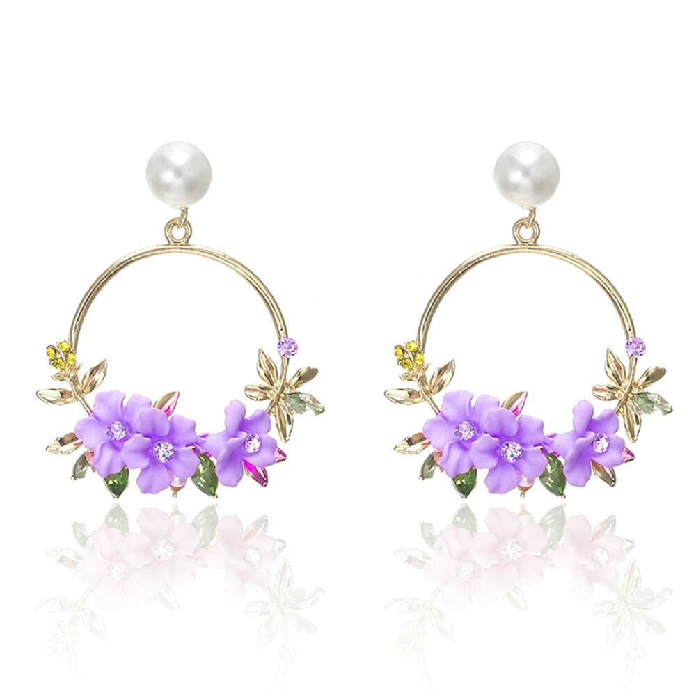 Elegant Gold Flower and Pearl Earrings - Eliza-Warszawa