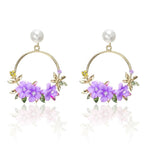 Elegant Gold Flower and Pearl Earrings - Eliza-Warszawa
