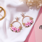 Elegant Gold Flower and Pearl Earrings - Eliza-Warszawa