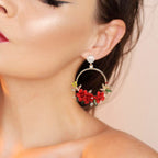 Elegant Gold Flower and Pearl Earrings - Eliza-Warszawa