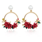 Elegant Gold Flower and Pearl Earrings - Eliza-Warszawa