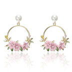 Elegant Gold Flower and Pearl Earrings - Eliza-Warszawa