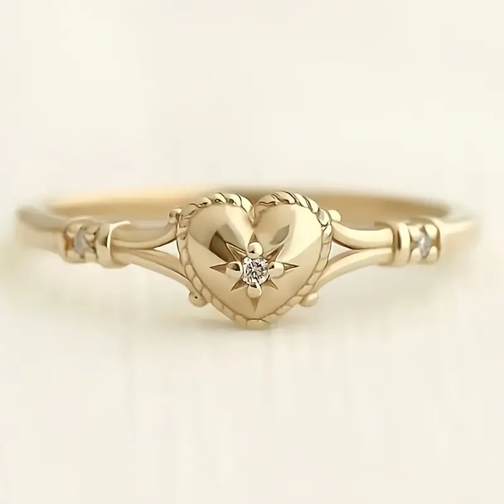 Elegant Gold Heart and Star Ring