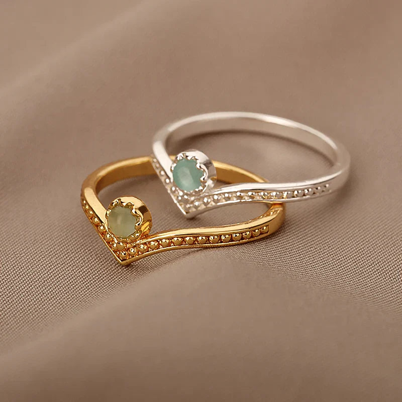 Elegant Gold Waterdrop Opal Crown Ring - Eliza-Warszawa