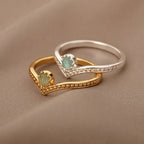 Elegant Gold Waterdrop Opal Crown Ring - Eliza-Warszawa