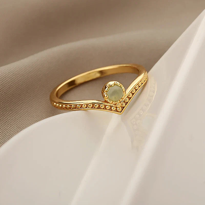 Elegant Gold Waterdrop Opal Crown Ring - Eliza-Warszawa