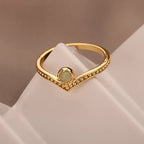 Elegant Gold Waterdrop Opal Crown Ring - Eliza-Warszawa
