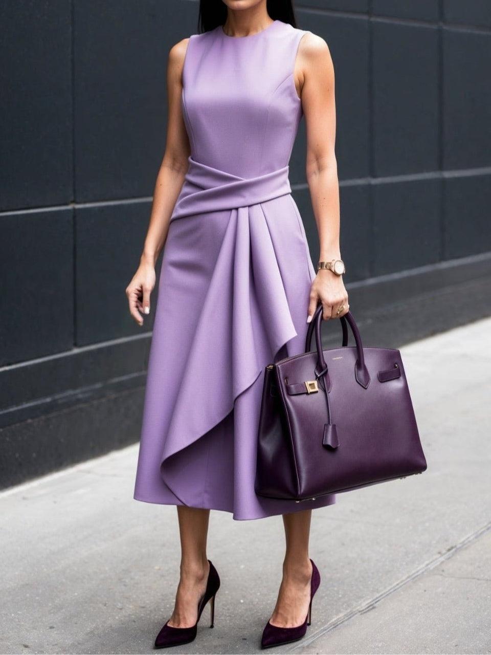 Elegant Irregular Seamless Midi Dress - Eliza-Warszawa