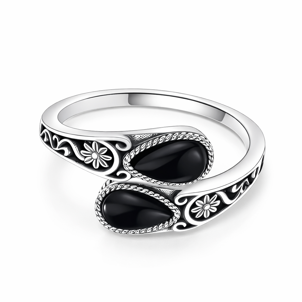 Elegant Moonstone Flower Ring - Eliza-Warszawa