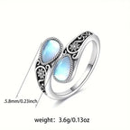 Elegant Moonstone Flower Ring - Eliza-Warszawa
