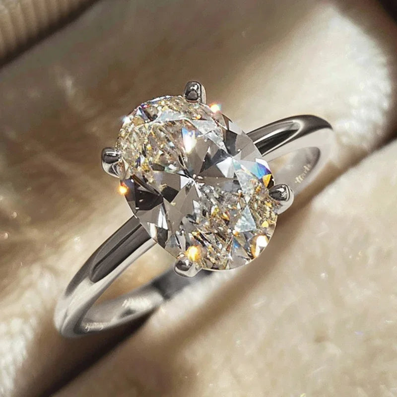 Elegant Oval Crystal Promise Ring - Eliza-Warszawa