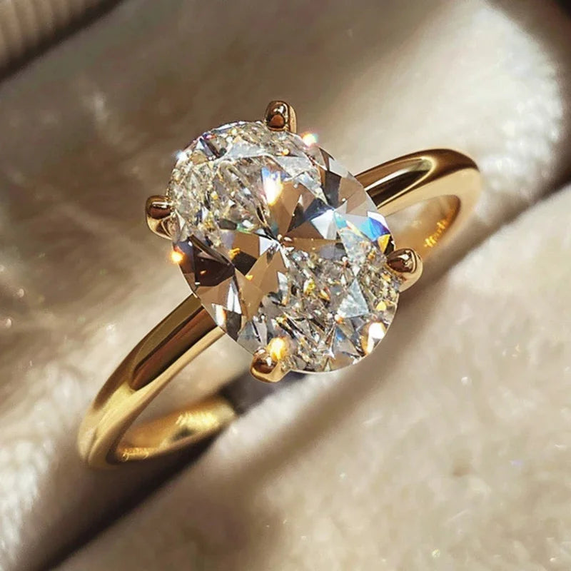 Elegant Oval Crystal Promise Ring - Eliza-Warszawa