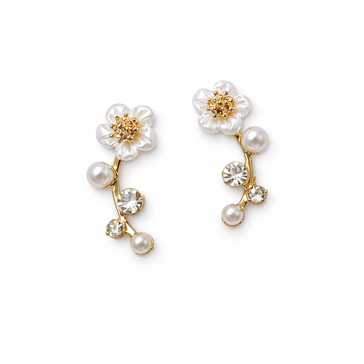 Elegant Pearl and Flower Earrings