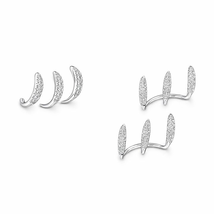 Elegant Rhinestone Three-Claw Earrings