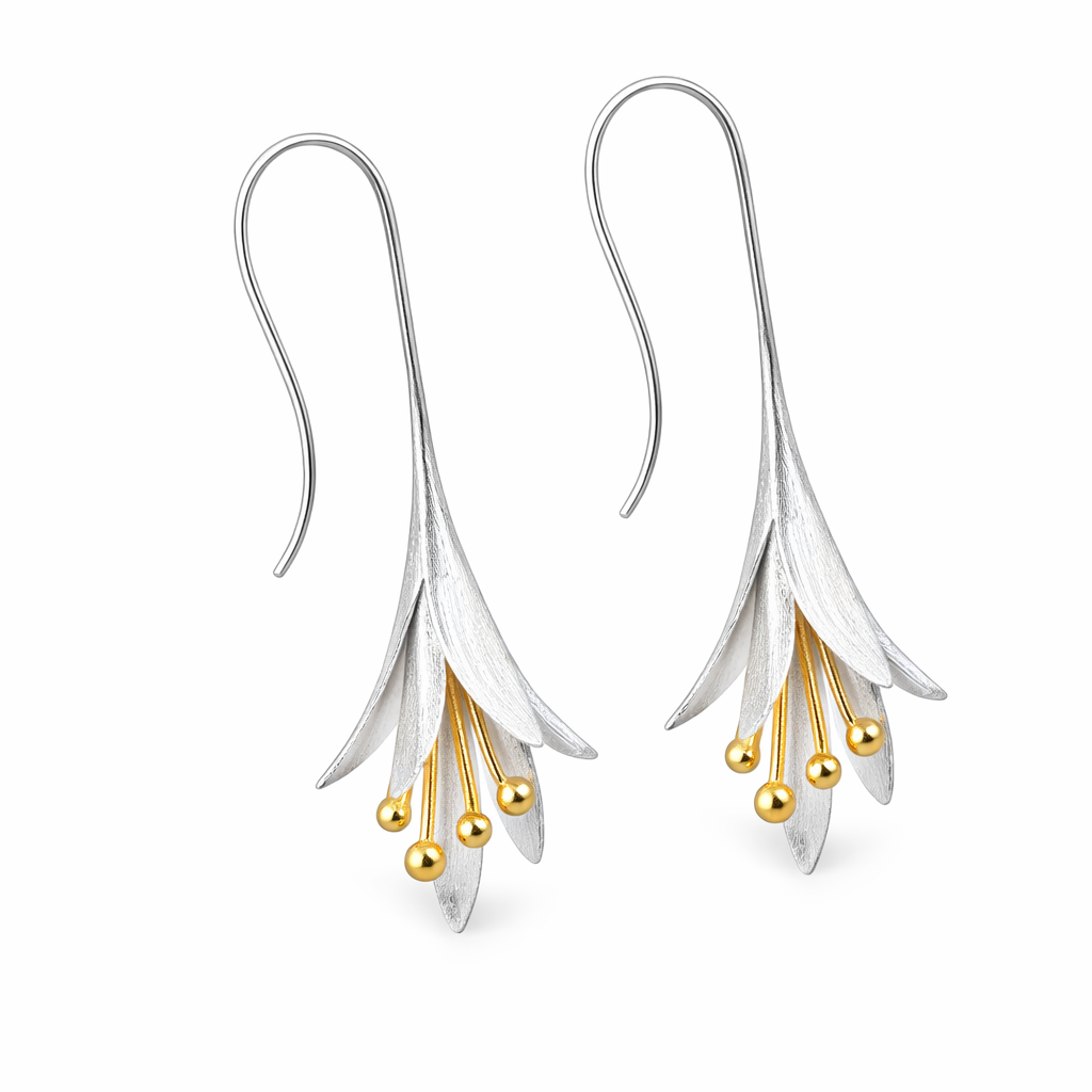 Elegant Silver Flower Earrings