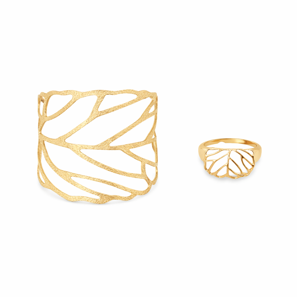 Elegant Vintage Cuff Bracelet with Leaf Motif
