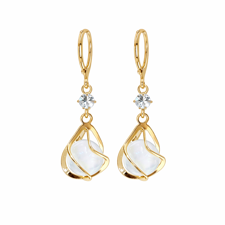 Elegant White Opal Drop Earrings