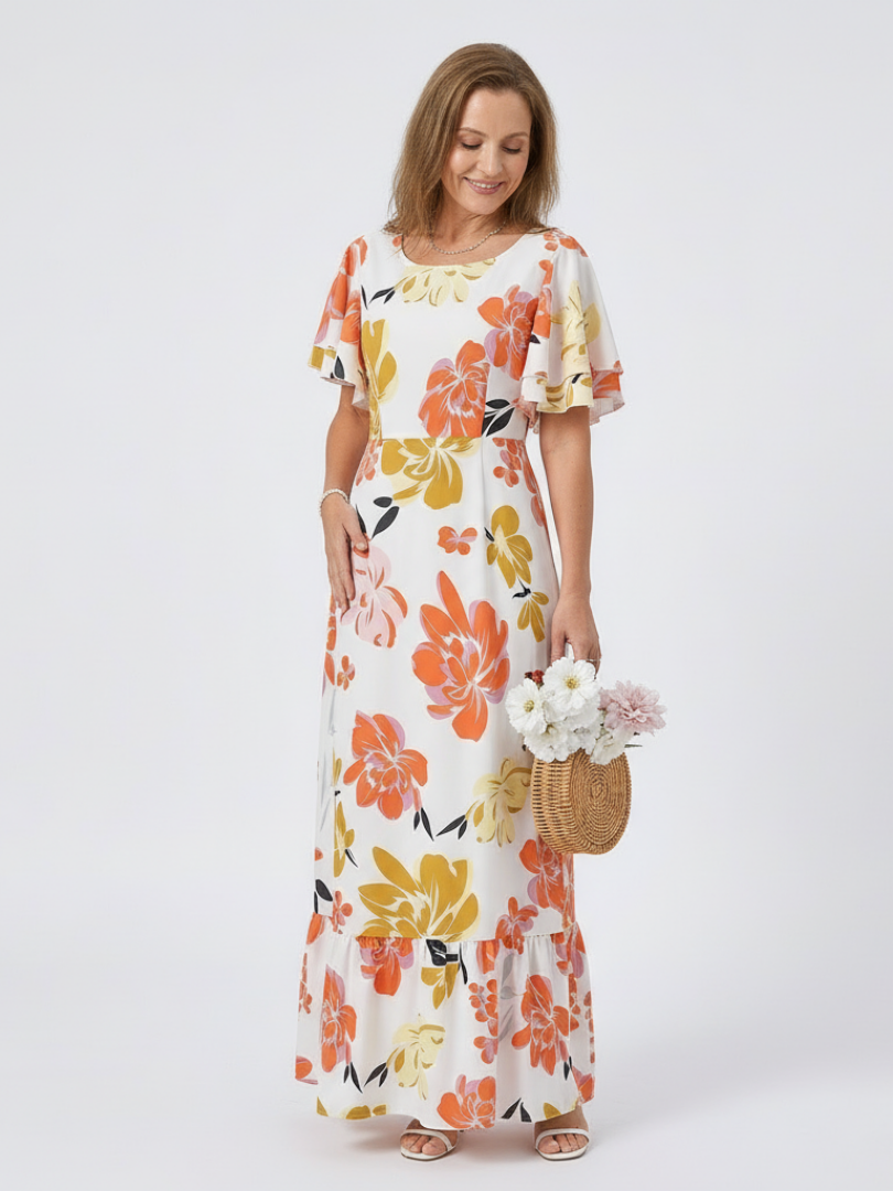 Elowen | Maxi dress with round neck and short sleeves - Eliza-Warszawa