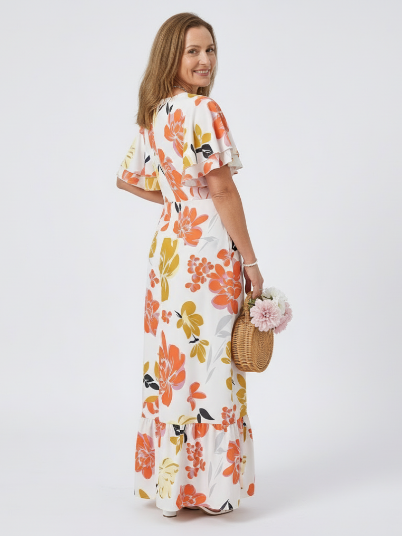Elowen | Maxi dress with round neck and short sleeves - Eliza-Warszawa