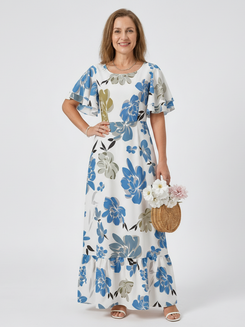 Elowen | Maxi dress with round neck and short sleeves - Eliza-Warszawa