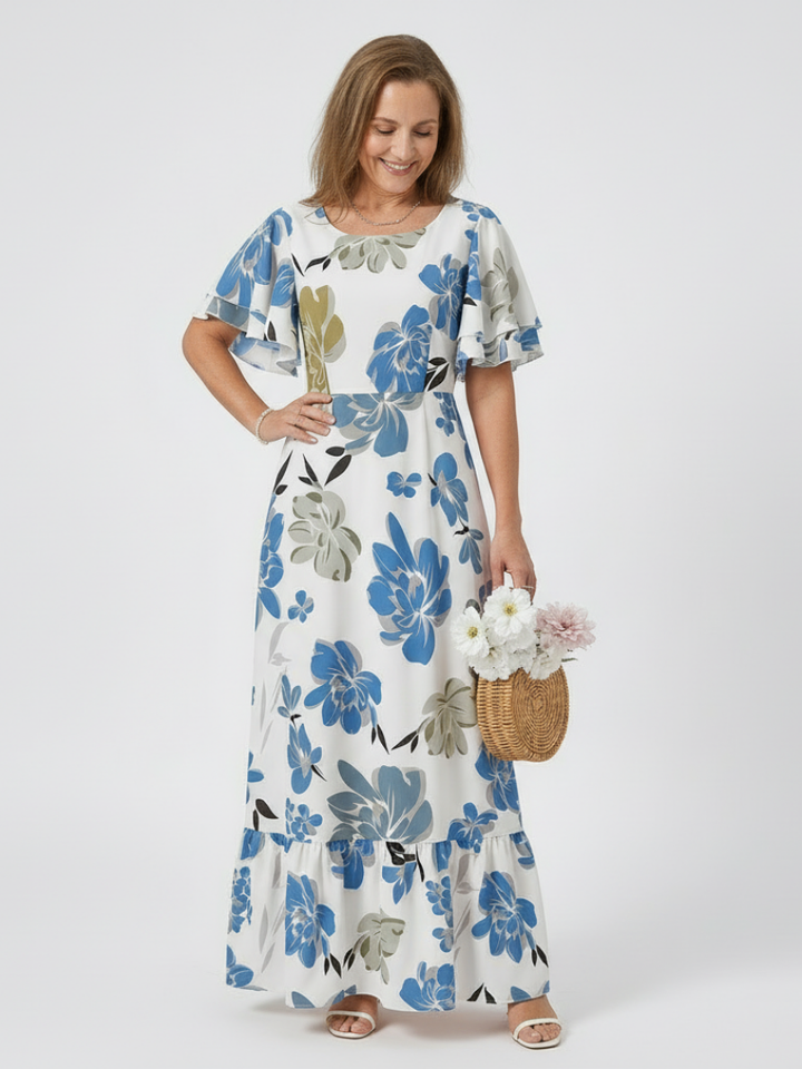 Elowen | Maxi dress with round neck and short sleeves - Eliza-Warszawa