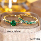 Emerald Duo Ring Gold Set - Eliza-Warszawa