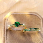 Emerald Duo Ring Gold Set - Eliza-Warszawa