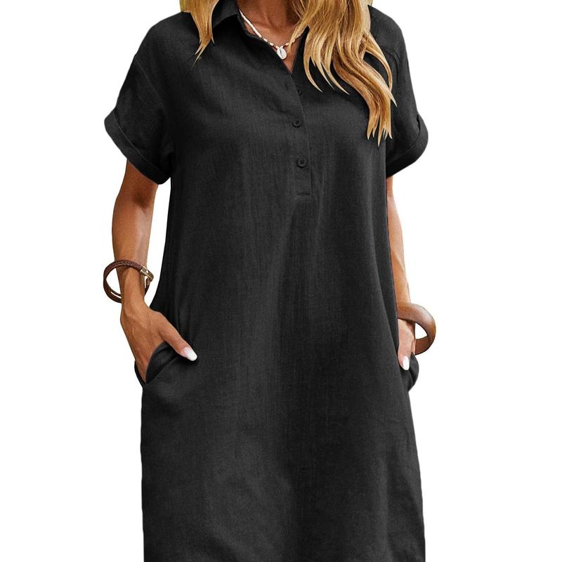 Emma | Breezy Short Sleeve Relaxed Fit Summer Dress for Effortless Style - Eliza-Warszawa