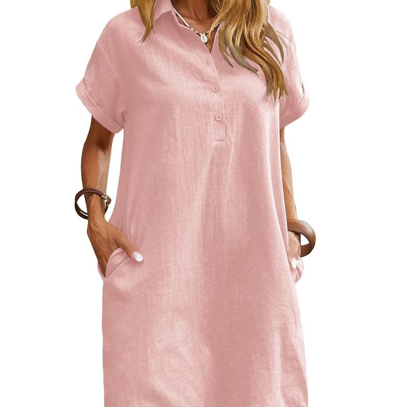 Emma | Breezy Short Sleeve Relaxed Fit Summer Dress for Effortless Style - Eliza-Warszawa