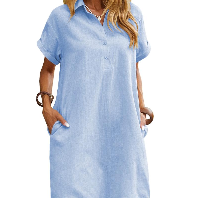 Emma | Breezy Short Sleeve Relaxed Fit Summer Dress for Effortless Style - Eliza-Warszawa